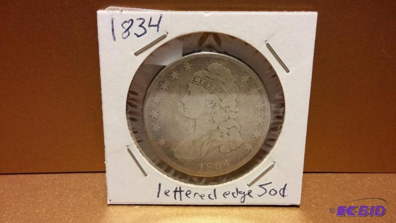 1834 BUST HALF DOLLAR LETTERED EDGE EDGE READ...