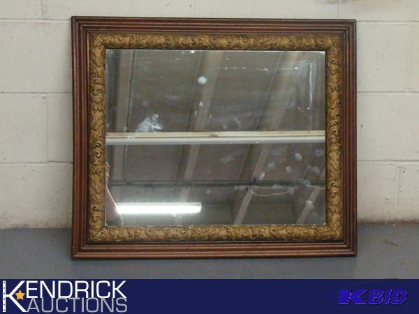 lot 3 image: Antique Wood Framed Mirror