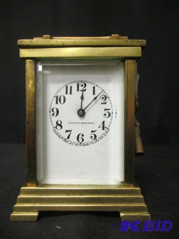 lot 10 image: Antique 1891 Jeweled Waterbury Carriage Clock
