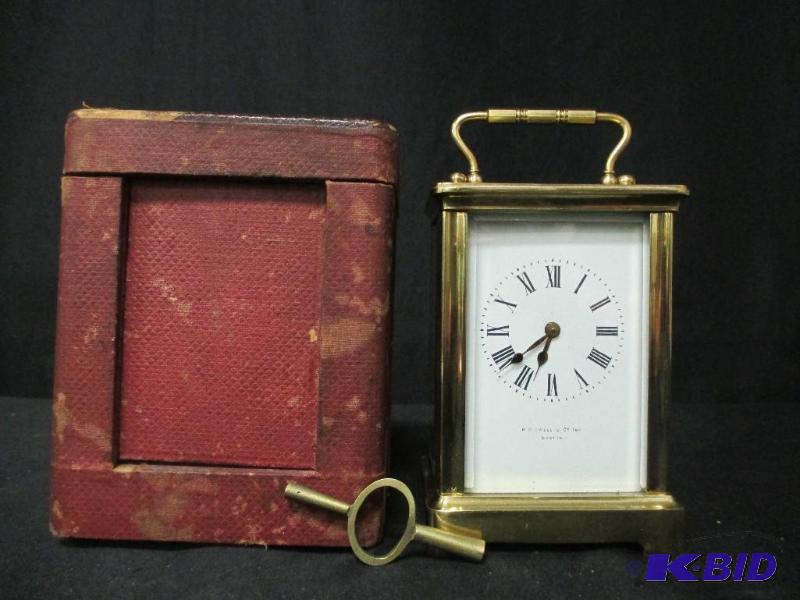 lot 12 image: French A. Stowell & Co Carriage Clock with Original Case
