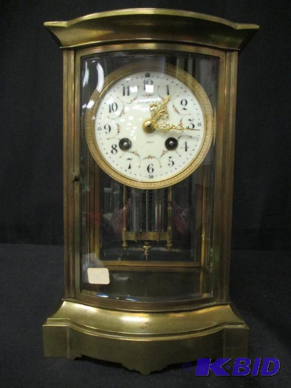 lot 14 image: French Tiffany and Co Crystal Regulator Clock