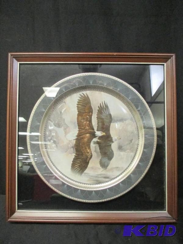 lot 27 image: Framed Limited Edition Pikard Plate Eagles Patriotic American