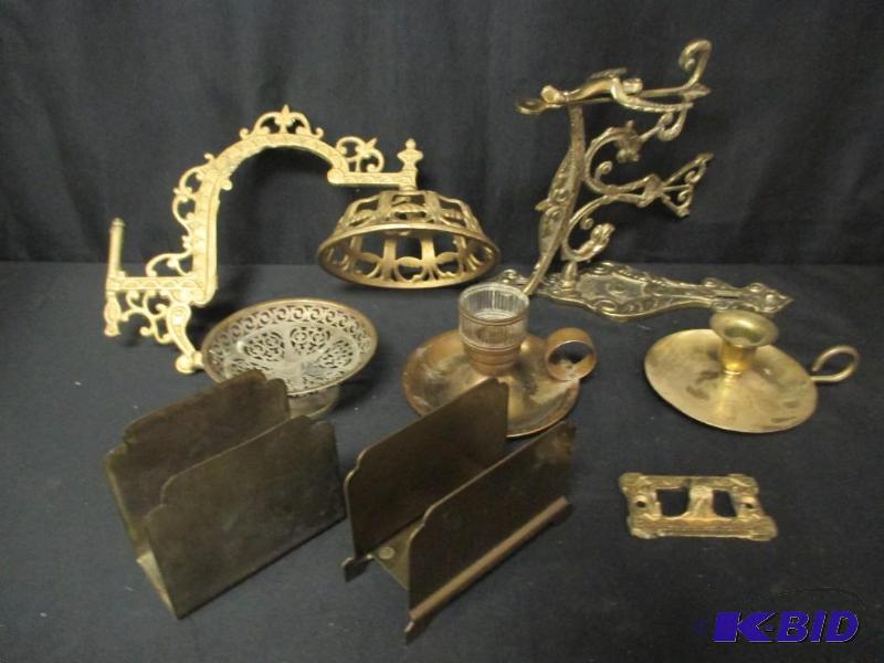 lot 29 image: Lot of Antiques Decorative Home Fixtures Brass