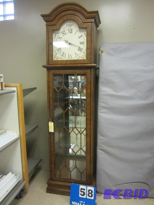 lot 58 image: Grandfather Curio Clock Cabinet Display