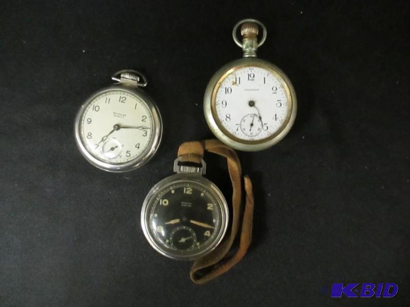 lot 66 image: Lot of 3 Pocket Watches Westclox Scotty Waltham