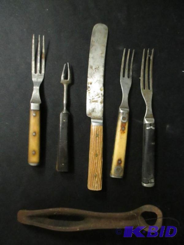 lot 77 image: Lot of Antique Silverware Flatware and Wrench