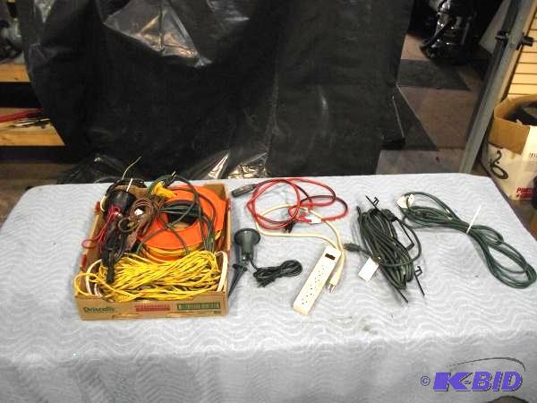 Assortment of extension cords and power strip...