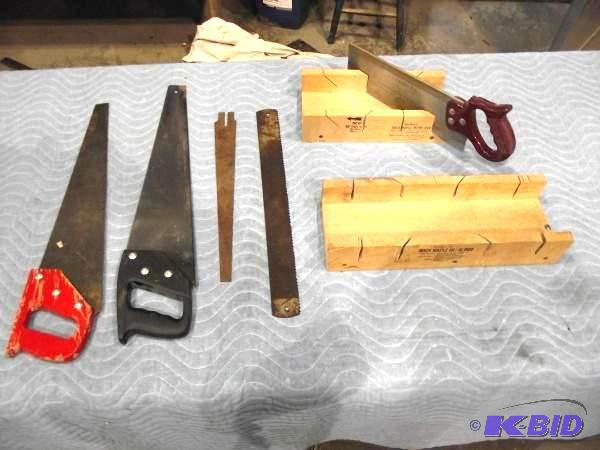 Lot of Saws and Miter Box...