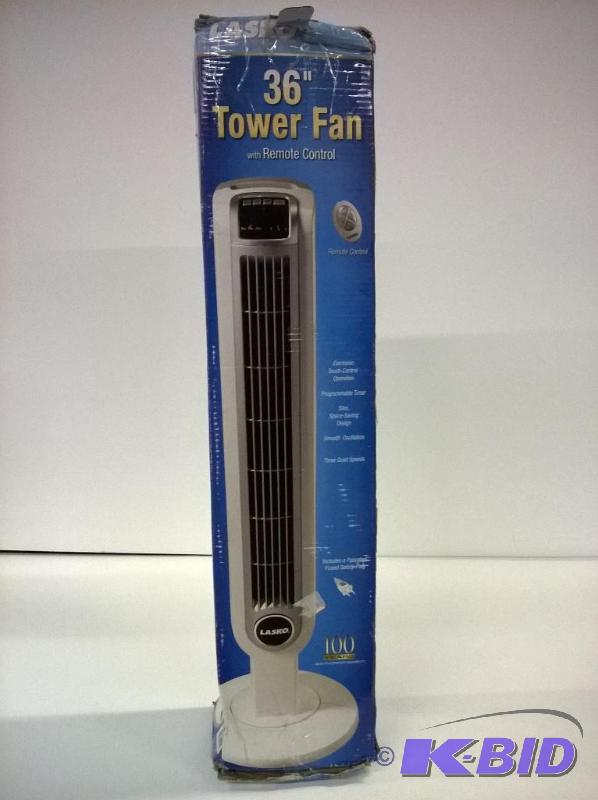 lot 10 image: Lasko #2510 Tower Fan, 36-Inch, White