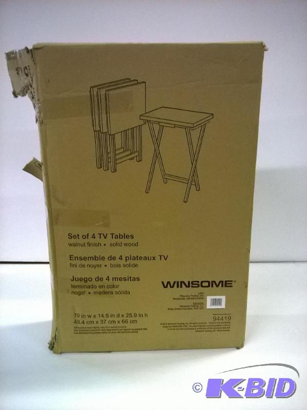 lot 12 image: Winsome Set of 4 Single TV tables, Rect, Walnut 94419