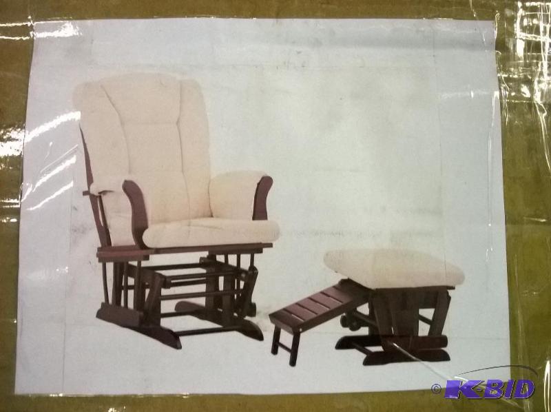 lot 15 image: Status Veneto Glider and Nursing Ottoman, CherryBeige