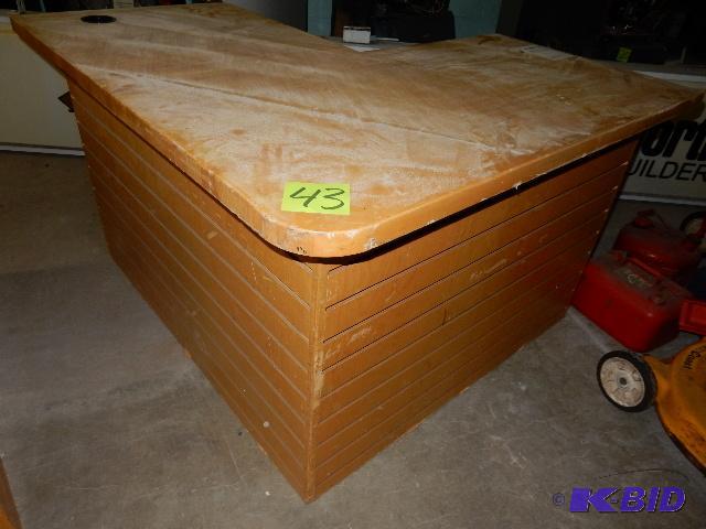 Seated Desk type of cabinet.. Has BUTCHER BLO...