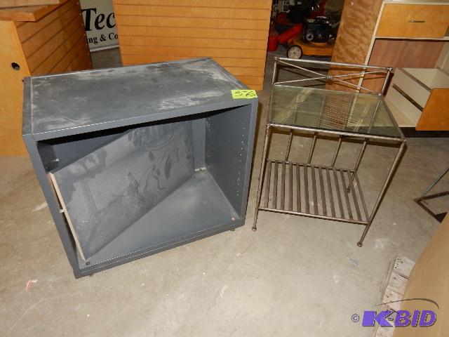 One, Wrought Iron table, and one composite ma...