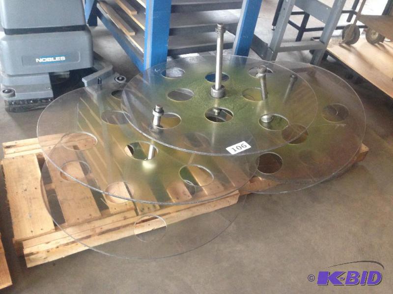lot 106 image: Large plastic spools with stainless center ro...