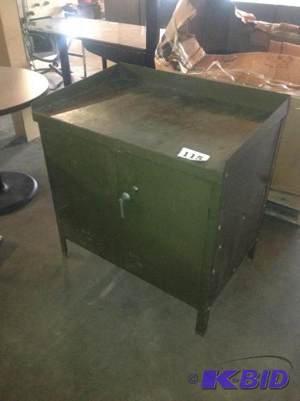 lot 115 image: Metal cabinet  bench....