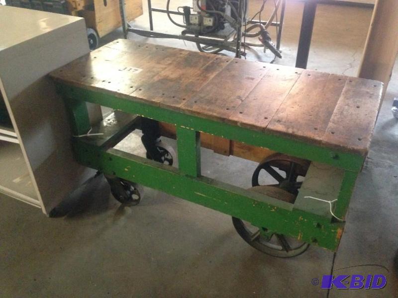 lot 117 image: Wooden warehouse cart, similar to Nutting sty...