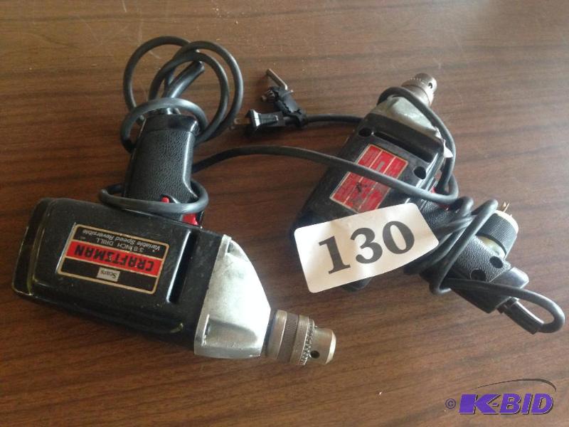 lot 130 image: 2 craftsman corded power drills....