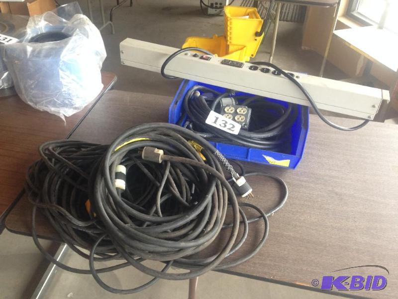 lot 132 image: Misc lot of electrical extension cord and out...