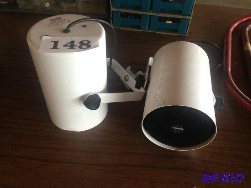 lot 148 image: 2 Valcom one watt track speakers....