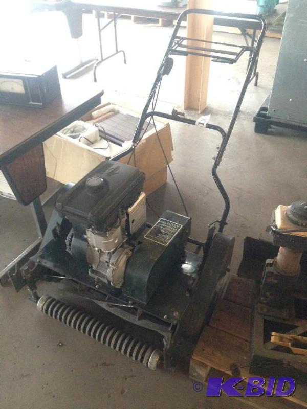 lot 150 image: National Mower IM25 gas powered reel cut lawn...