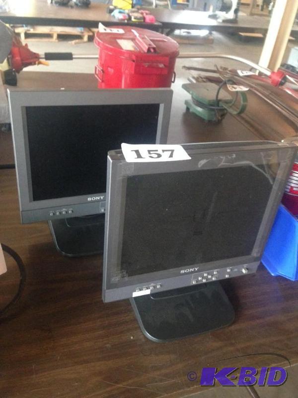 lot 157 image: Lot of 2 Sony LCD CCTV monitors...