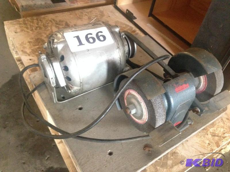 lot 166 image: Bench top grinder with motor....