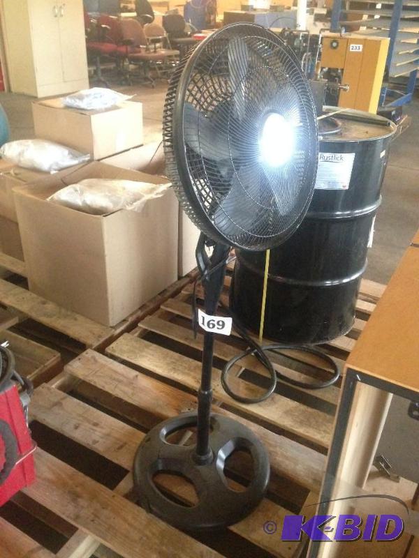 lot 169 image: Black plastic pedestal fan....