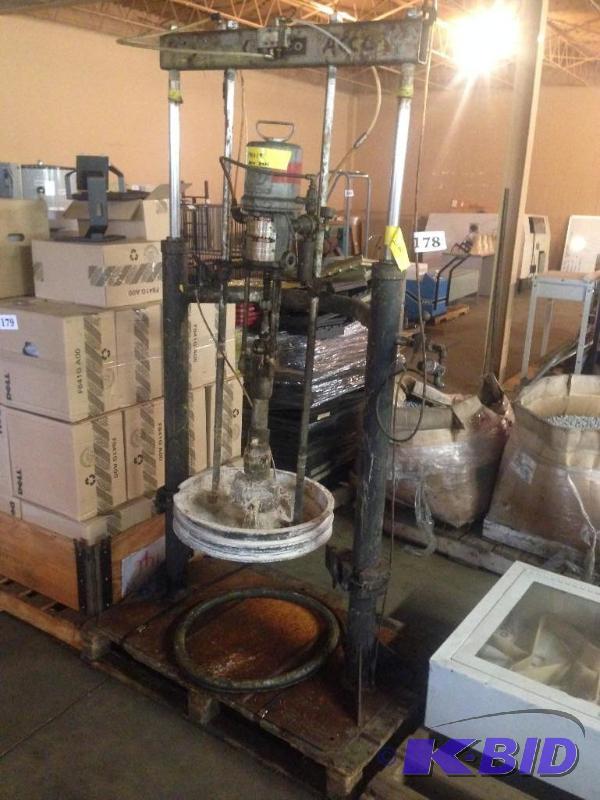 lot 178 image: Graco 55 gallon drum barrel pump and stand....