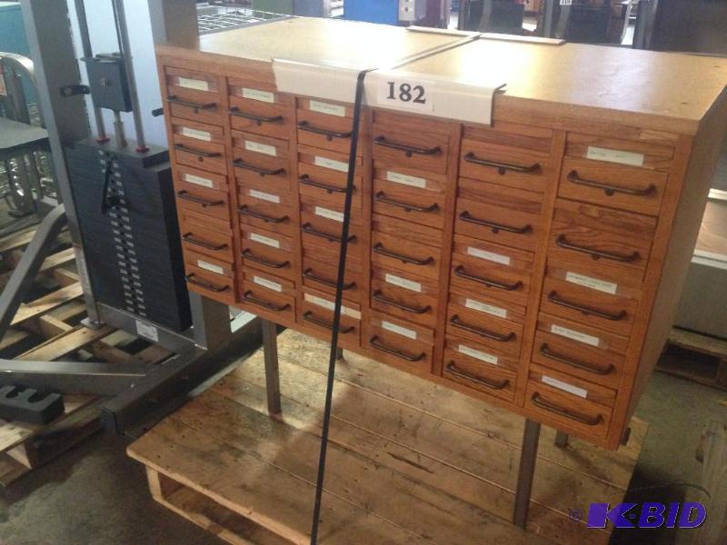 lot 182 image: Wood card file....