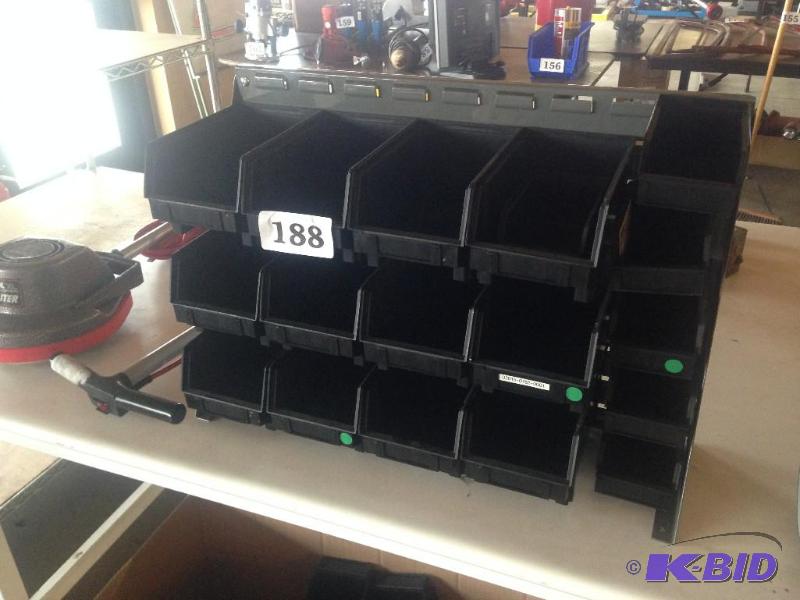 lot 188 image: Rack for parts bins  trays with misc bins (a...
