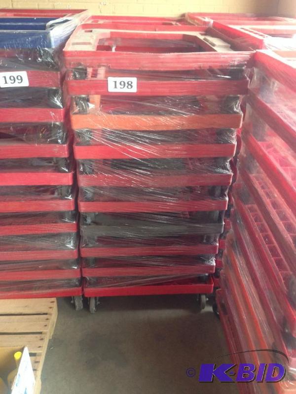 lot 198 image: Lot of 10 plastic dollies  carts. No mix-n-m...