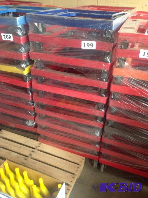 lot 199 image: Lot of 10 plastic dollies  carts. No mix-n-m...