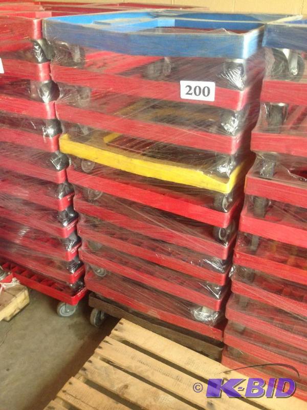 lot 200 image: Lot of 10 plastic dollies  carts. No mix-n-m...
