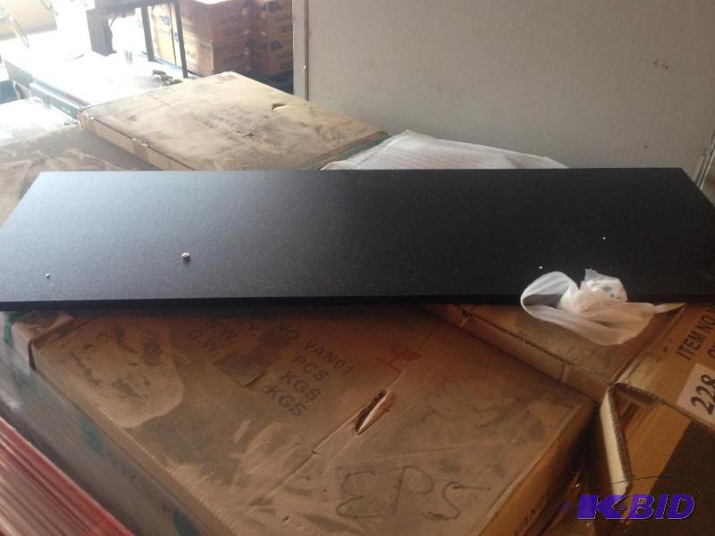 lot 228 image: 12 boxes of new black wooden shelves, 6 per b...