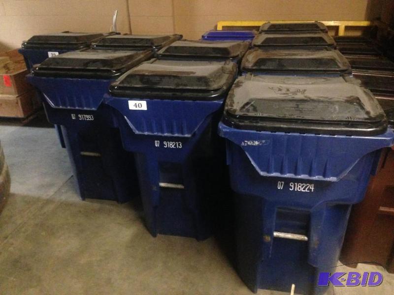 lot 40 image: Lot of 2 95 gallon trash  garbage cans  rec...