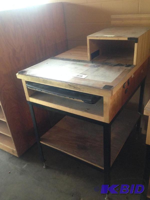 lot 59 image: High top work station with slide out keyboard...