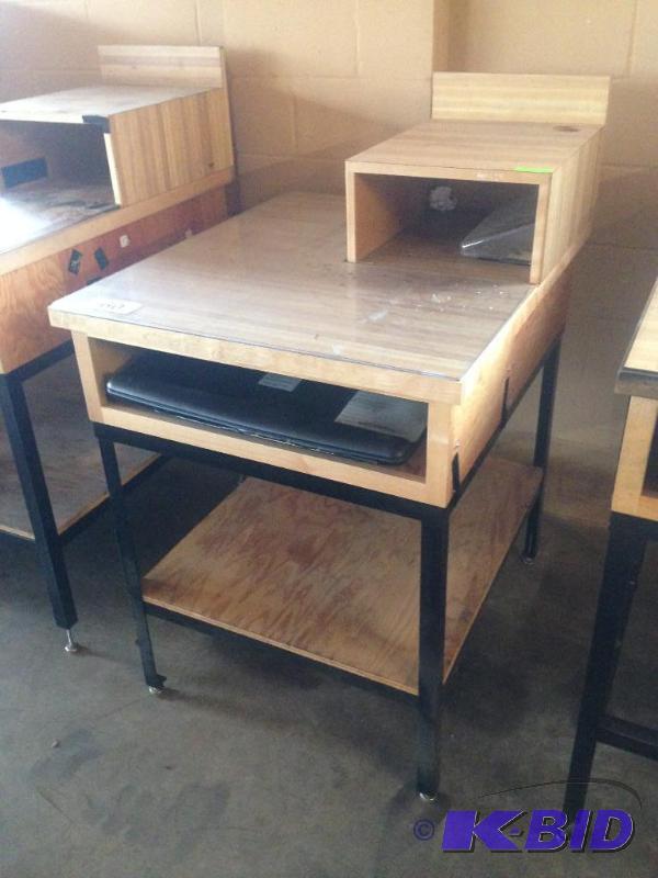 lot 60 image: High top work station with slide out keyboard...