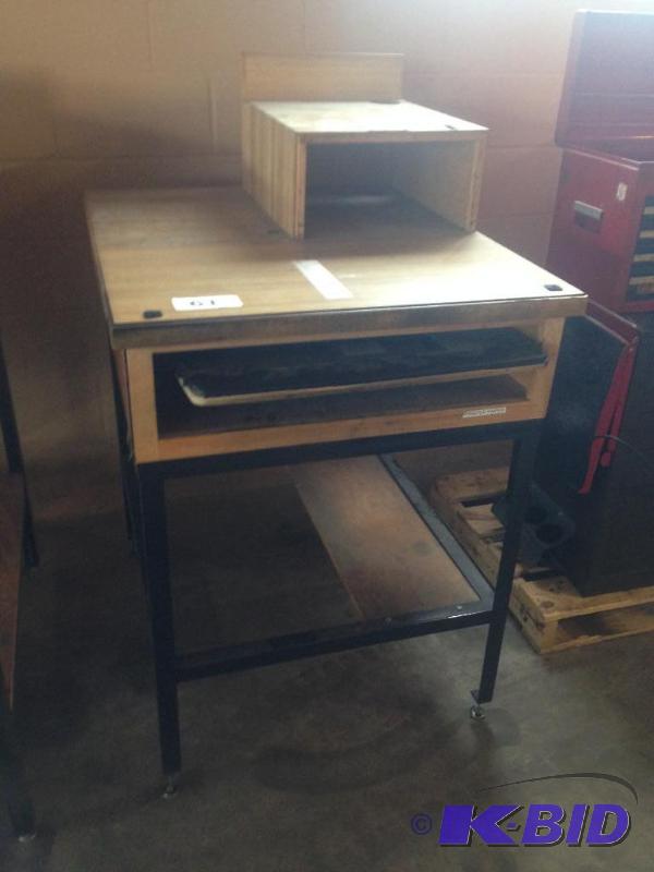 lot 61 image: High top work station with slide out keyboard...