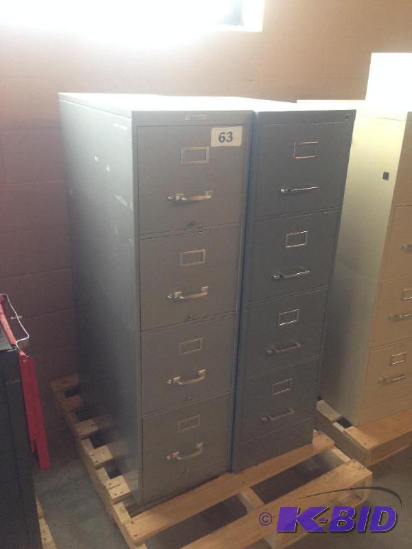 lot 63 image: Lot of 2 4-drawer metal filing cabinets....