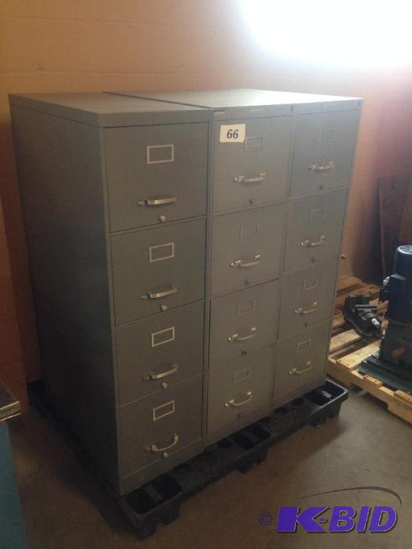 lot 66 image: Lot of 3 4-drawer metal filing cabinets....