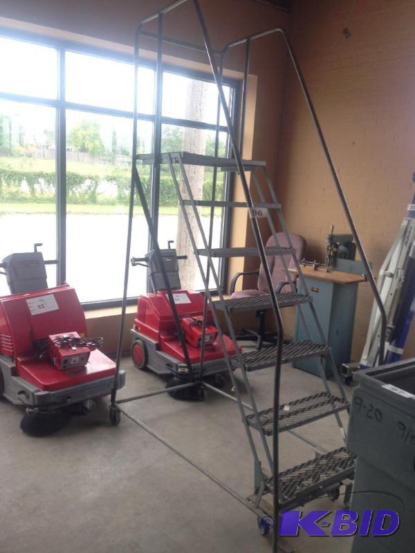 lot 96 image: Steel rolling safety warehouse step ladder....