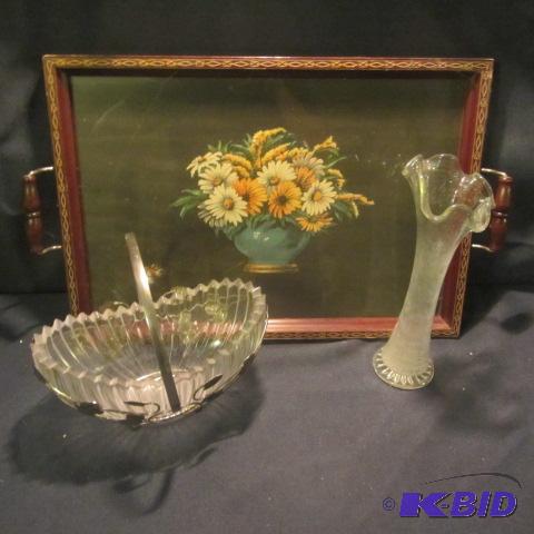 Tray, Crystal, Vase