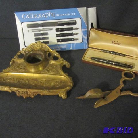 Art Deco Pen Stand, Pens
