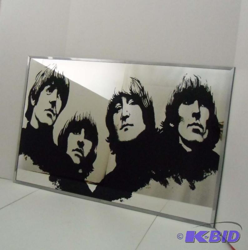lot 20001 image: Vintage Beatles Rubber Soul Wall Mirror Picture & 7 LP Vinyl Albums