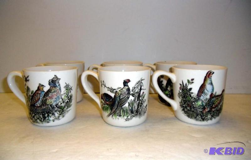 lot 20007 image: Set 6 Johnson Brothers Games Bird Coffee Cups  Mugs Pheasant, Partridge, Ruffle Grouse