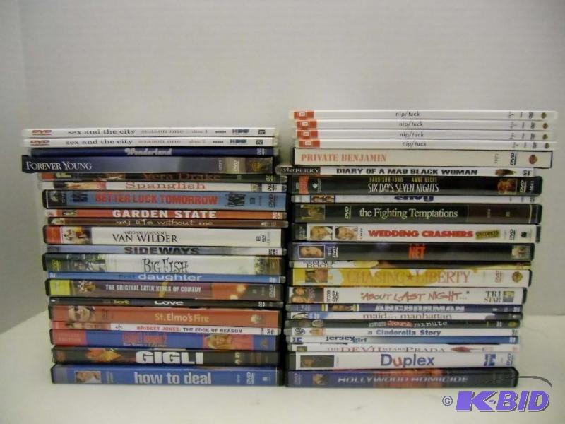 lot 20027 image: 41 DVDs Romance Comedy Drama Nip Tuck Series Bridget Jones About Last Night Hollywood Homicide