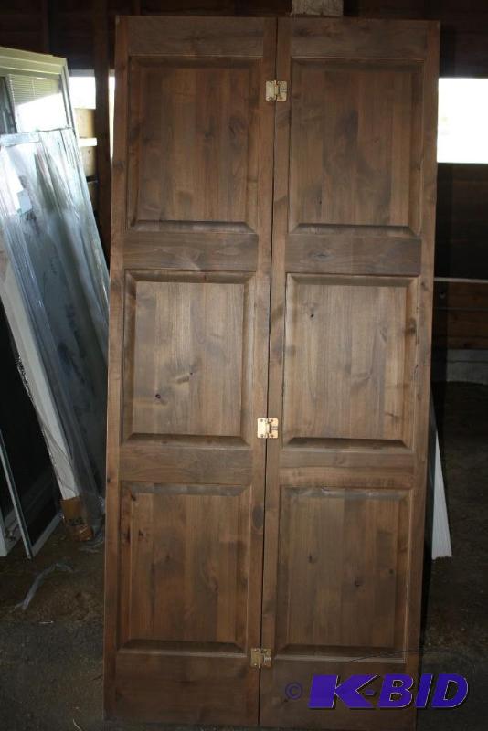 Lot of (2) 3-Panel Bi-Folding Wooden Doors U...