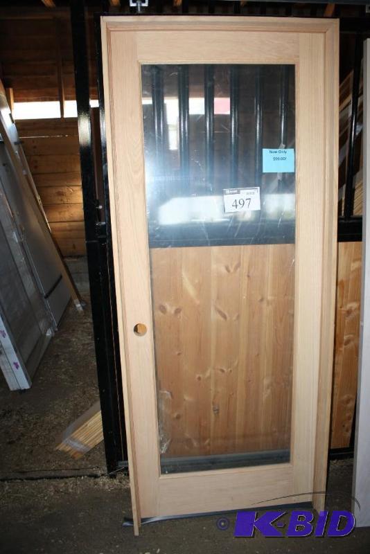 Wooden Door &amp Frame with full glass windo...