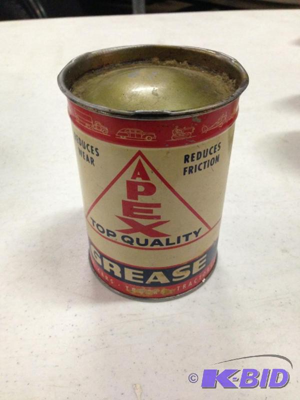lot 9 image: Late 40s Apex 1lb.Chassis Lube Grease Can. M...