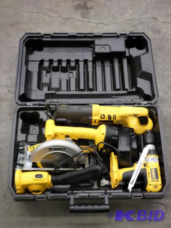 lot 104 image: DeWalt 18Volt Cordless Tool Set With Case &am...